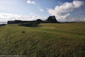 The wagonway to Lindisfarne Castle.