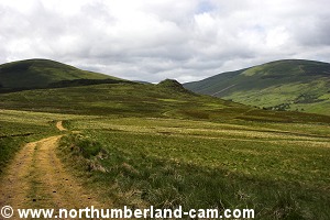 View back along the track near Langlee Crags.