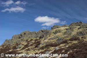 Looking up at Long Crags.