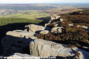 View from Simonside Crags to Rothbury.